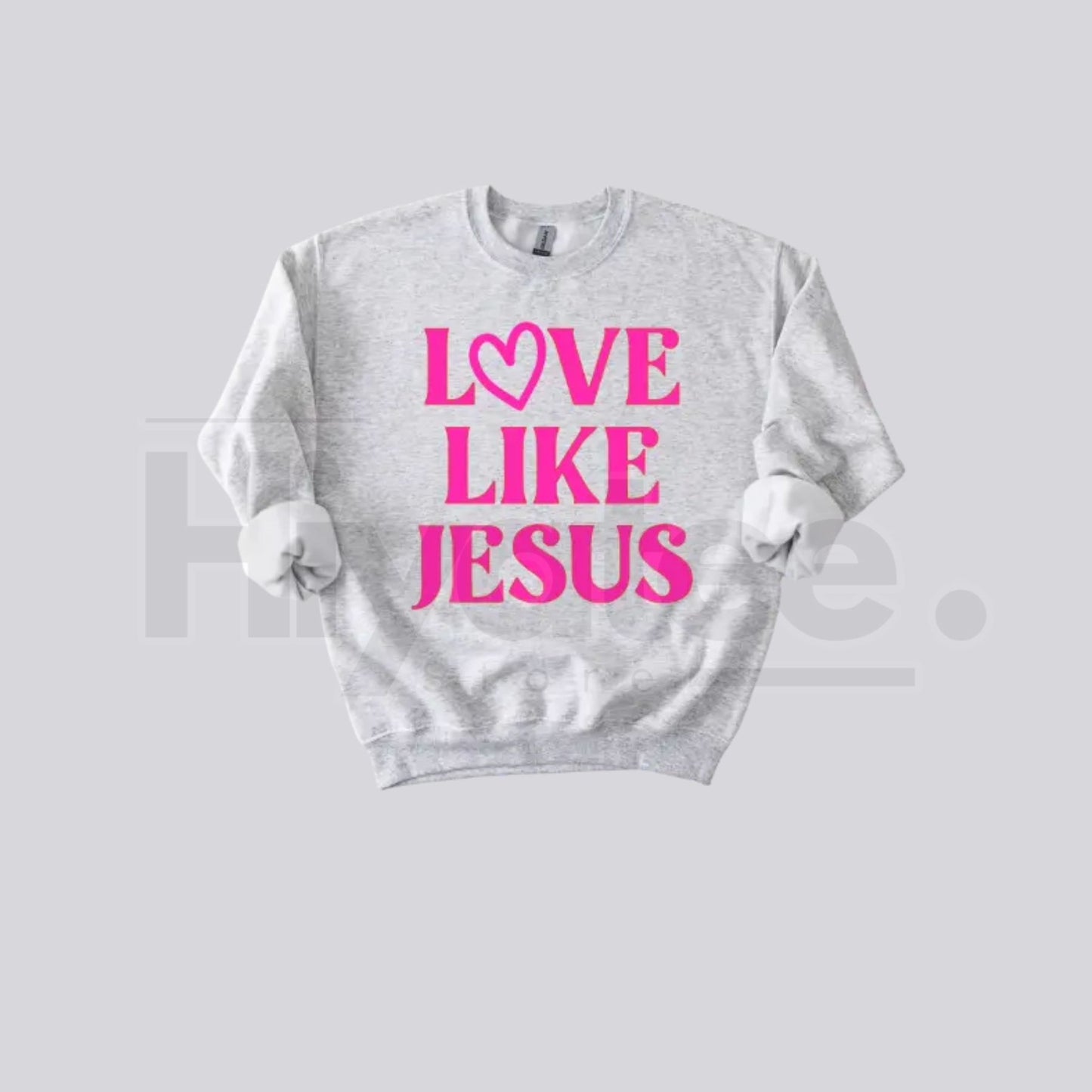 Love Like Jesus Puff Print Valentine’s Day Sweatshirt: 3D Aesthetic Christian Crewneck