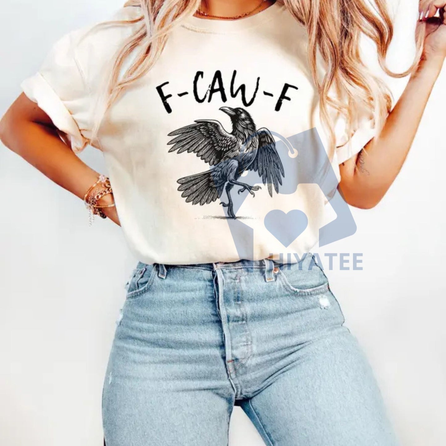 Comfort Colors F-Caw-F T-Shirt – Funny Raven Crow Halloween & Fall Shirt, Women's Print Short Sleeve Tee