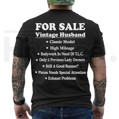 Vintage Husband For Sale T-Shirt – Funny Sarcastic Marriage Humor Tee, Retro Graphic Menswear Gift