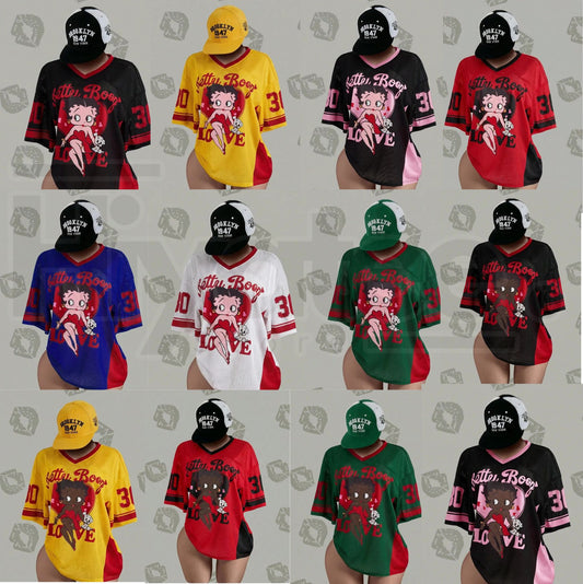 Streetwear Y2K Mesh Breathable American Vintage Doll Print V-Neck Short Sleeve T-Shirt