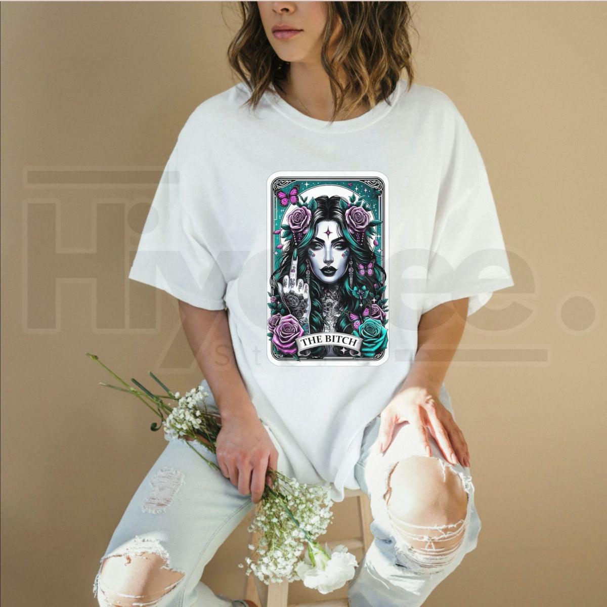 Men's Essential Ribbed Retro Sugar Skull Tarot Card T-Shirt – Made in USA