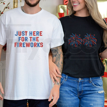 "Sparking Humor" – Funny Couples Matching 4th of July Graphic Tops