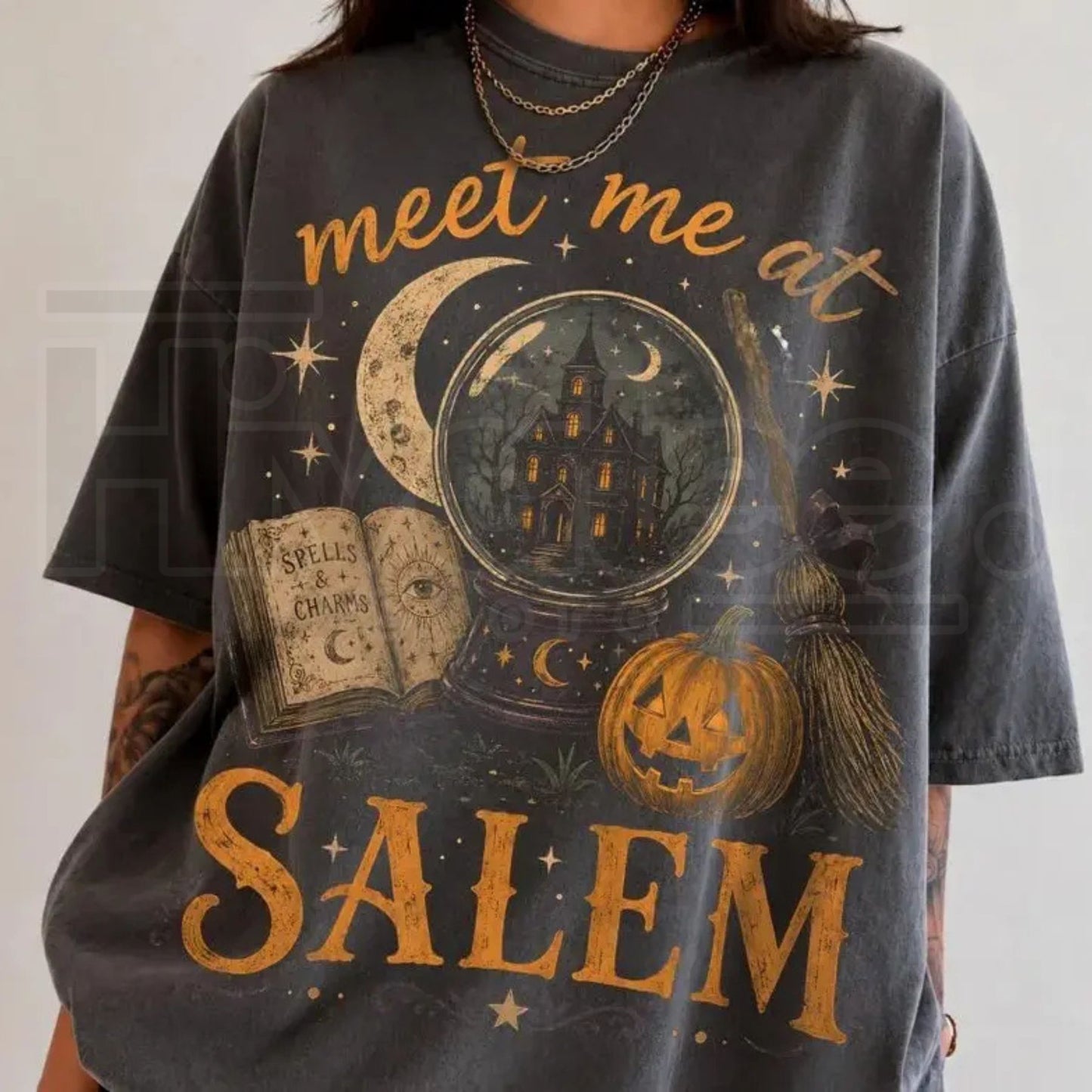 Comfort Colors Meet Me At Salem Witchy Halloween Graphic Tee