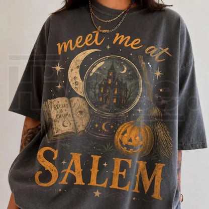 Comfort Colors Meet Me At Salem Witchy Halloween Graphic Tee