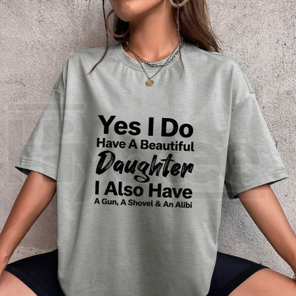 Men's Beautiful Daughter Dad Humor T-Shirt – Protective Father Funny Tee