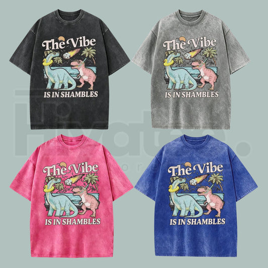 "The Vibe Is In Shambles" Funny Dinosaur T-Shirt – Cute Mental Health Awareness Graphic Tee