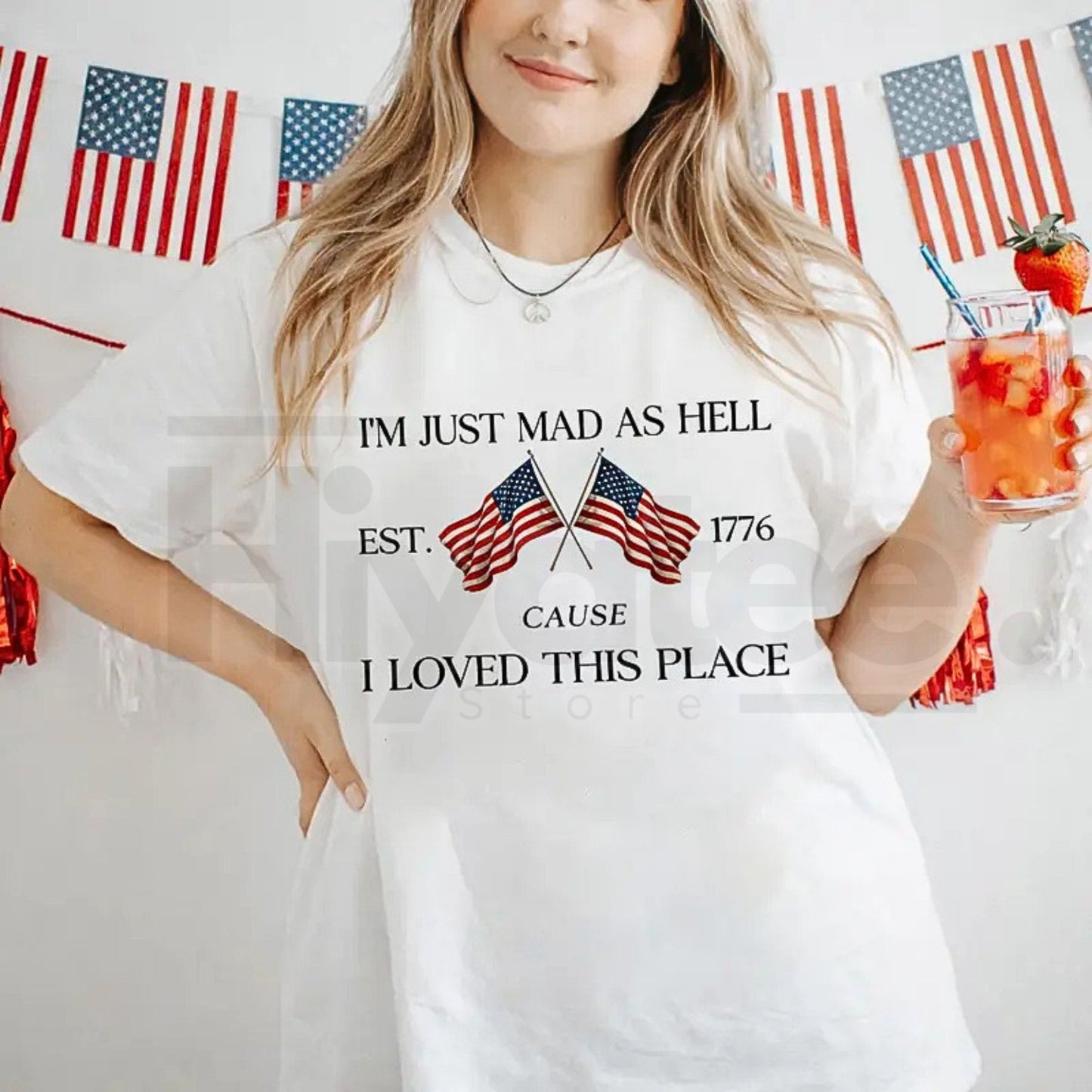 "I'm Just Mad" – 250th Anniversary Patriotic USA Flag Graphic Top