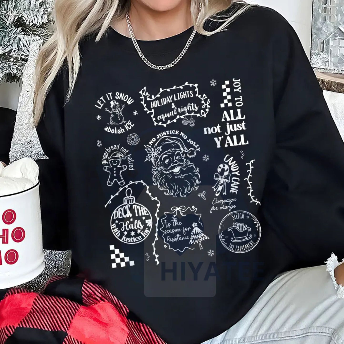 Doodle Christmas Liberal Values Shirt: Subtle Message Social Justice Holiday Sweatshirt, Festive Activist Tee