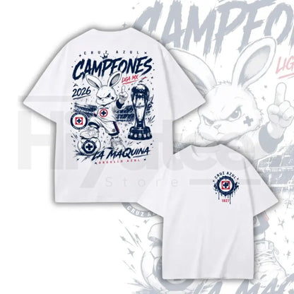 Cruz Azul Campeones 2026 T-Shirt – Liga MX Champion La Máquina Soccer Graphic Tee