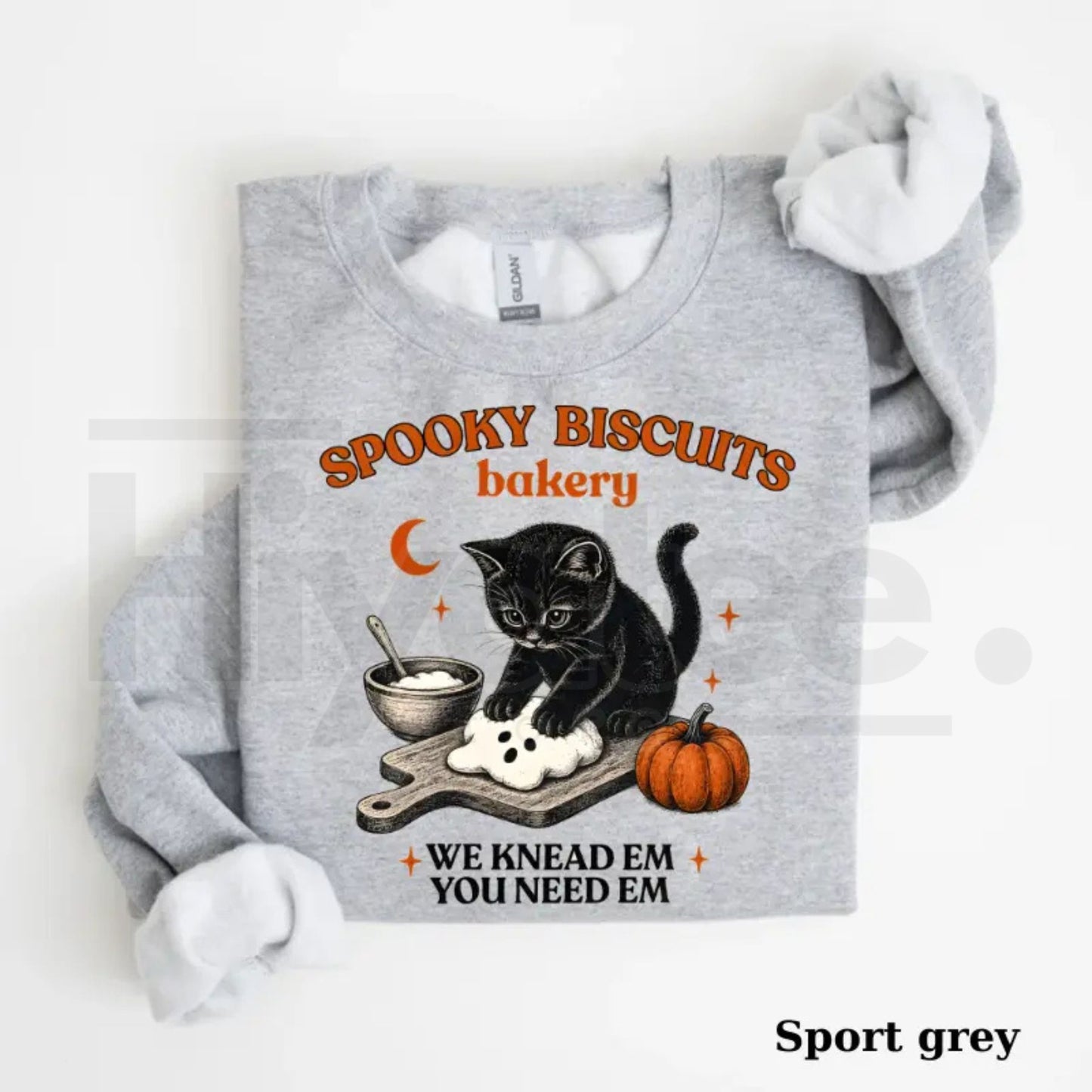 Kitty Biscuits Sweatshirt: Vintage Spooky Season Black Cat Halloween Crewneck