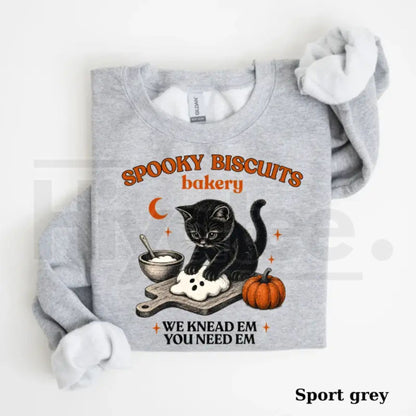 Kitty Biscuits Sweatshirt: Vintage Spooky Season Black Cat Halloween Crewneck