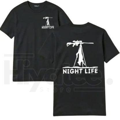 Coyote Night Life Hunting T-Shirt – Predator Hunter Graphic Tee, Outdoor Hunting Apparel Gift for Men