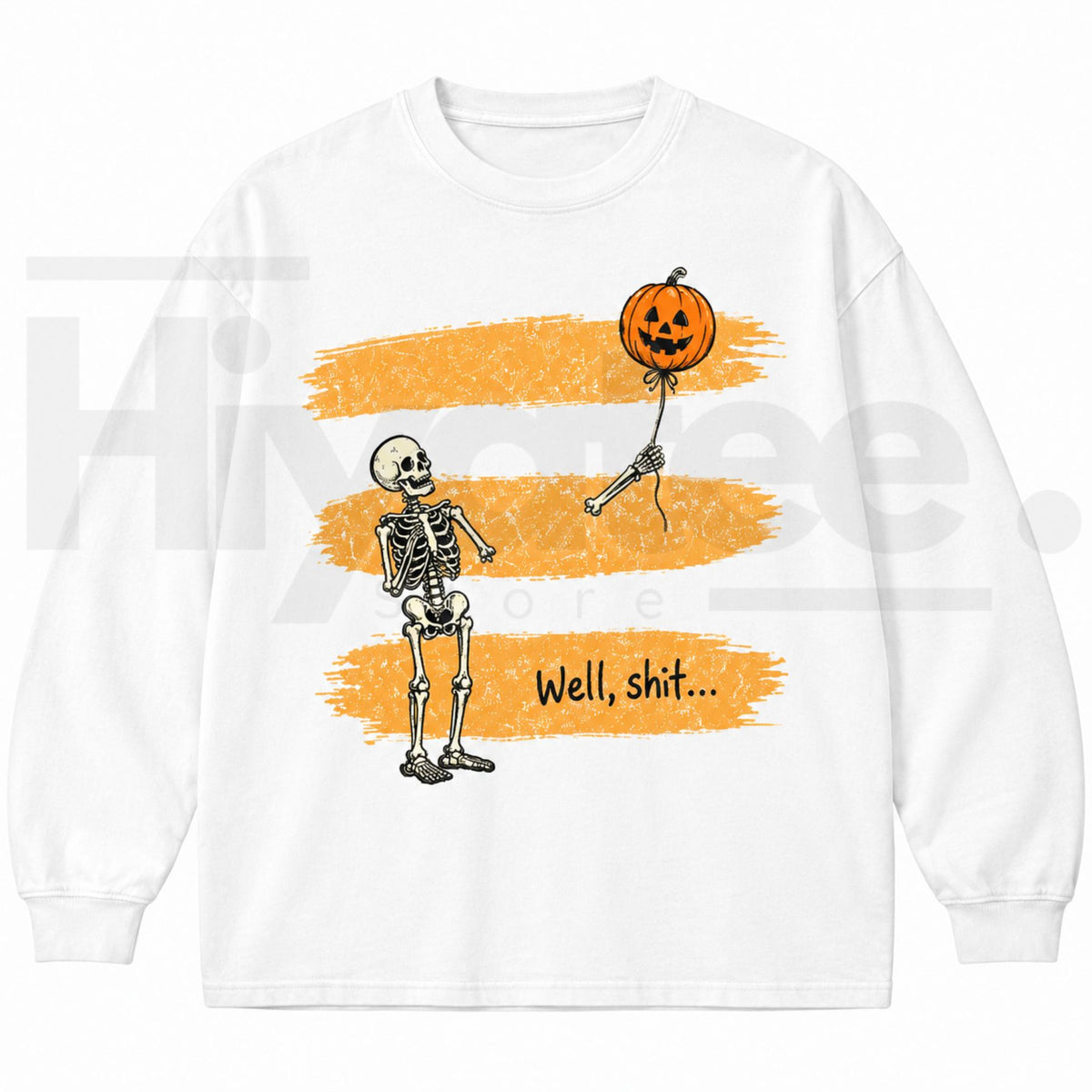 Gildan Funny Skeleton Lost Balloon Sweatshirt – Well Shit Halloween Dark Humor Gothic Crewneck, Sarcastic Fall Gift for Women