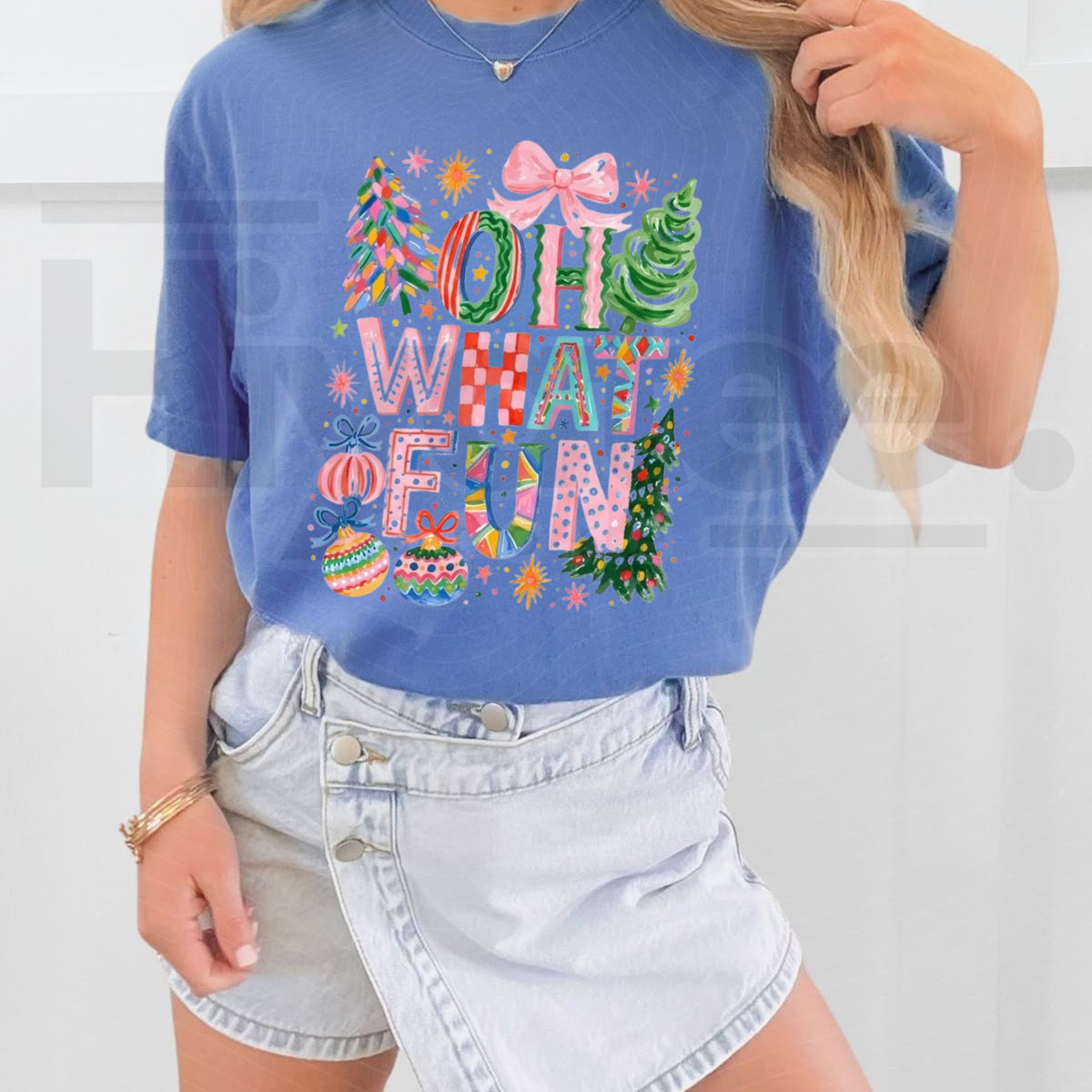Comfort Colors Oh What Fun Christmas T-Shirt – Retro Holiday Graphic Tee