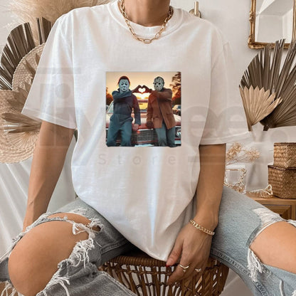 Vintage Michael Myers Heart Hands T-Shirt – Retro Halloween Horror Movie Tee