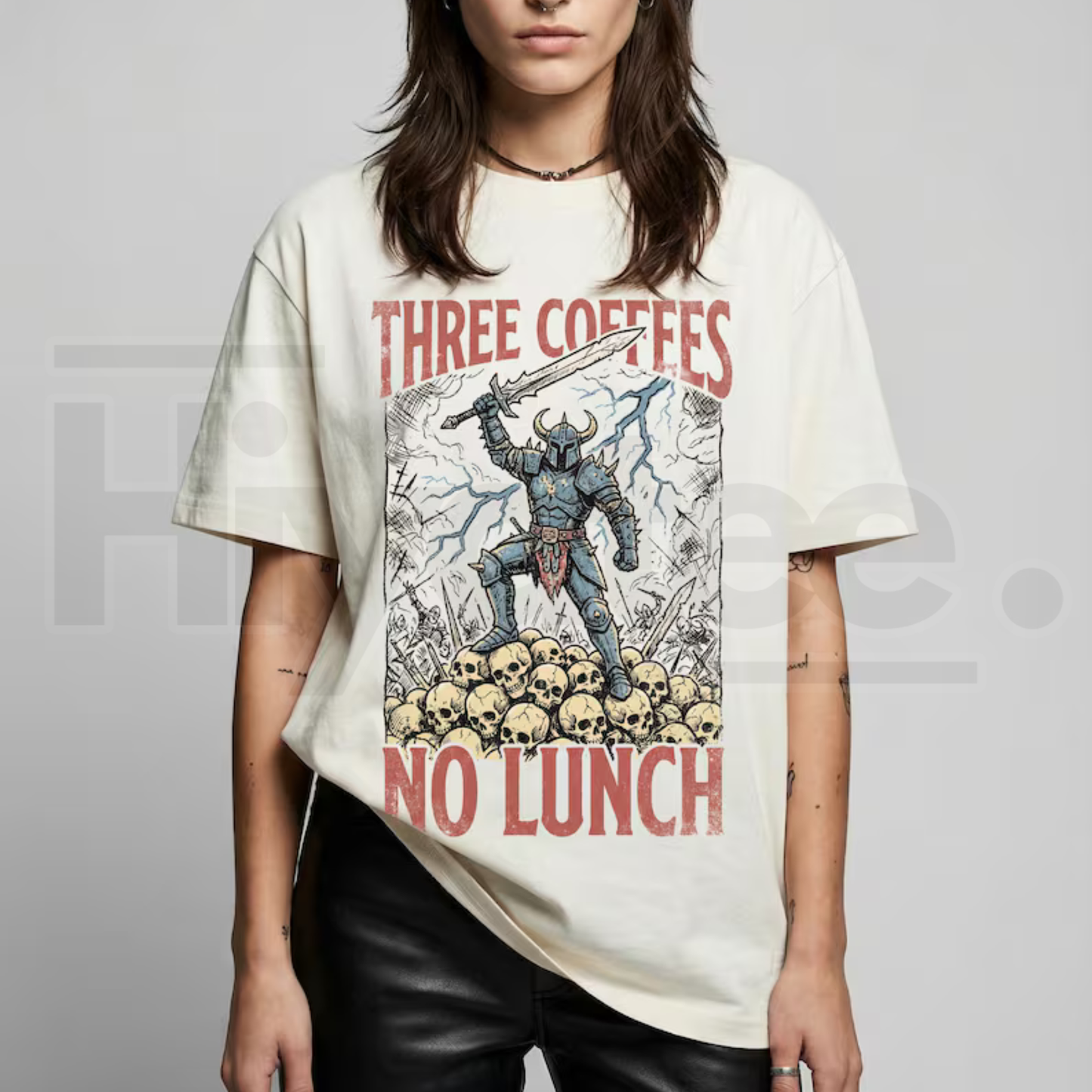 Three Coffees No Lunch Comfort Colors Shirt Funny Dark Humor Work Tee