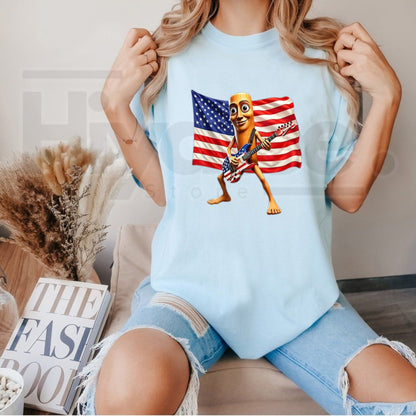 American Flag Guitar Tung Tung Tung Sahur T-Shirt – Funny 4th of July Patriotic Meme Tee