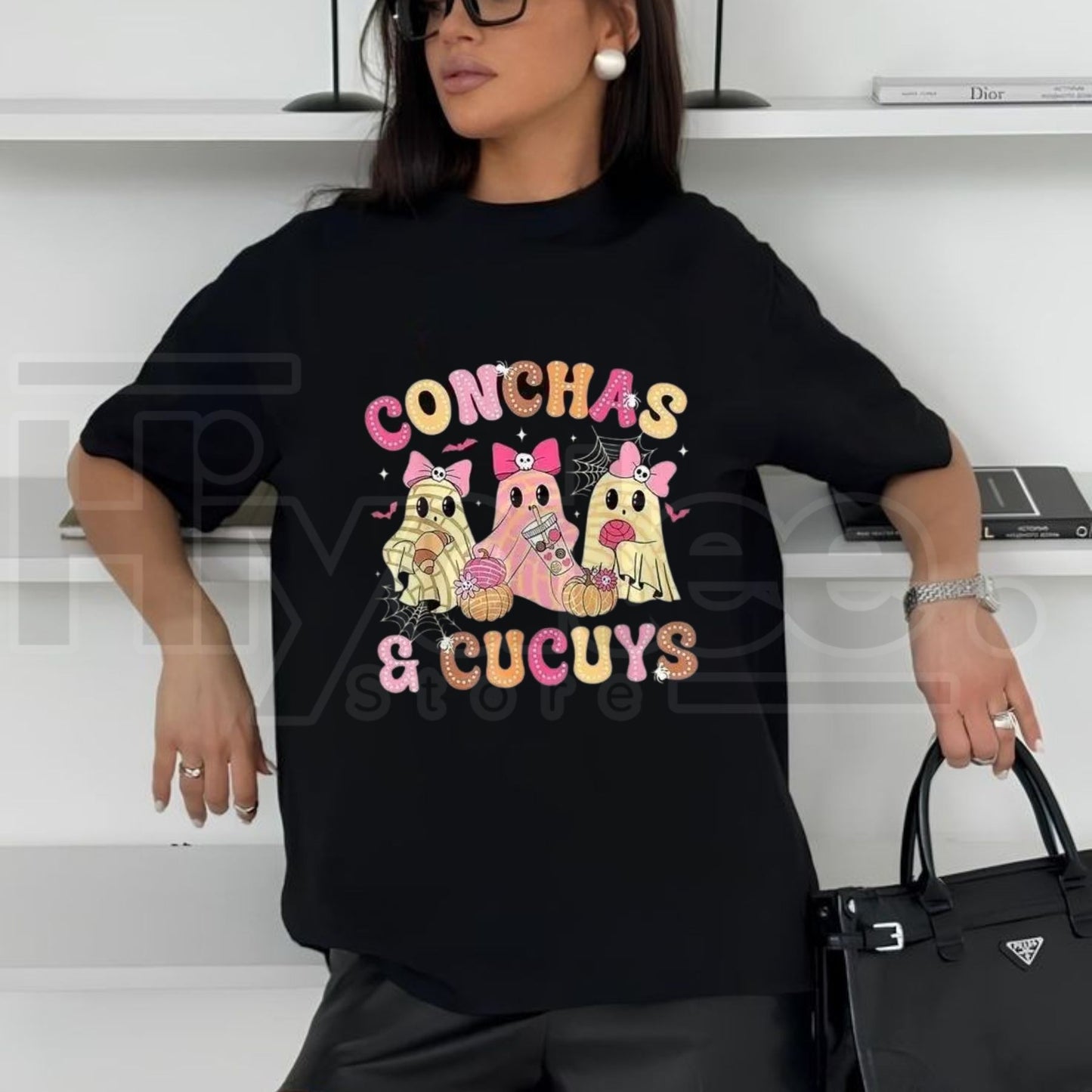 Mexican Ghost Concha T-Shirt – Espooky Vibes Fantasma Graphic Tee, Day of the Dead Halloween Shirt for Latina Mom
