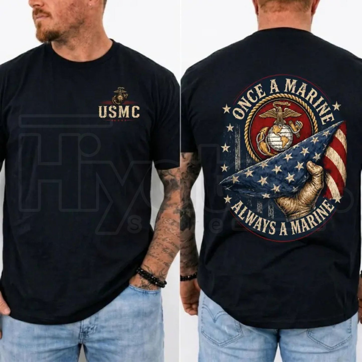 Once a Marine Always a Marine T-Shirt – USMC Veteran Patriotic Graphic Tee
