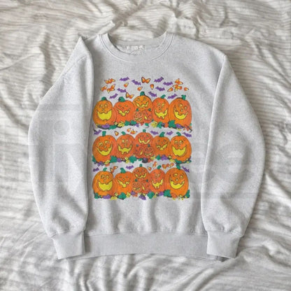 Halloween Pumpkin Graphic Sweatshirt – Cute Spooky Autumn Crewneck, Unisex Fall Pullover