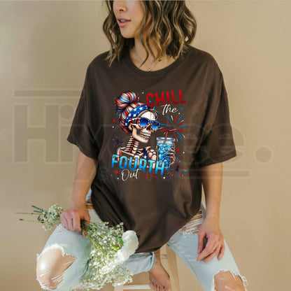 "Chill The Fourth Out" – Patriotic Skeleton Summer Graphic Top