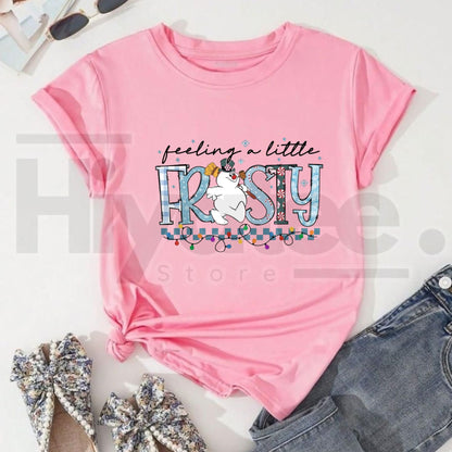Feeling a Little Frosty Christmas T-Shirt – Cute Snowman Tee