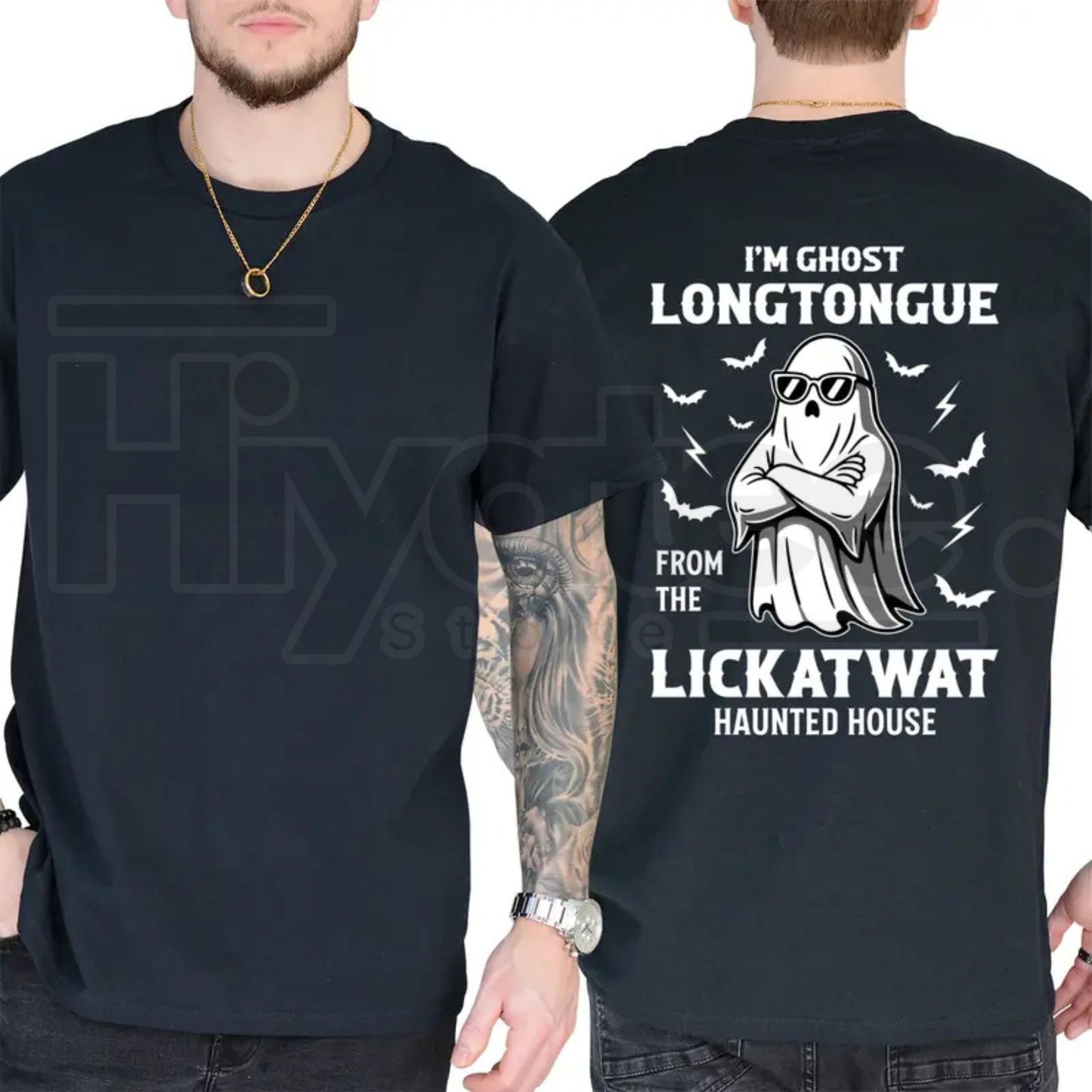 Ghost Longtongue Haunted House T-Shirt – Funny Spooky Halloween Graphic Tee