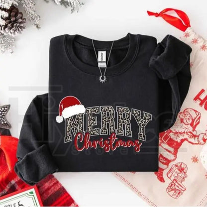 Merry Christmas Sweatshirt – Buffalo Plaid Holiday Crewneck, Cute Winter Family Xmas Sweater for Women