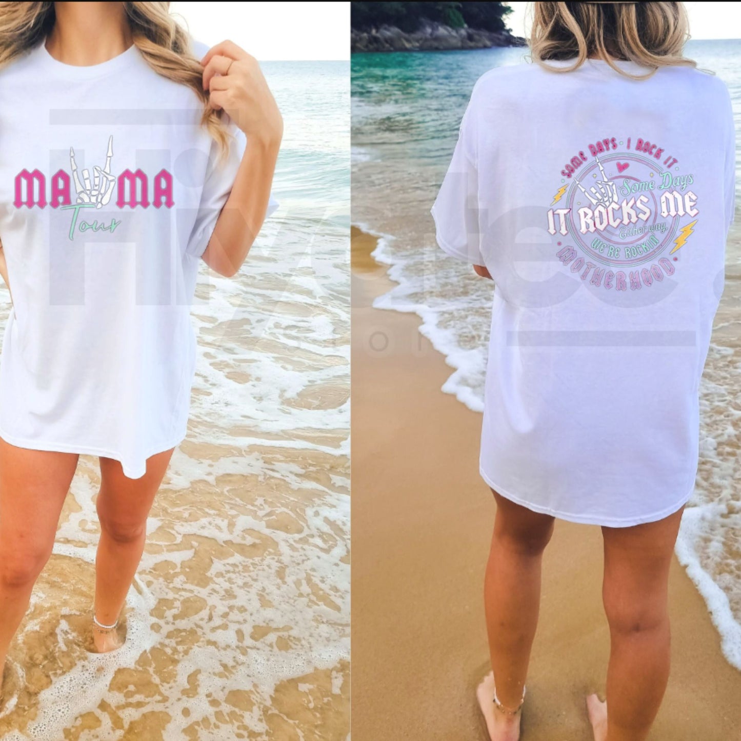 "Midnight Rhythm" – Women's Vintage Rock Graphic Fitted Top