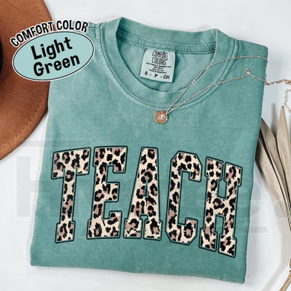 Comfort Colors Leopard Teacher Shirt Cute Teacher Life Tee School Graphic Top