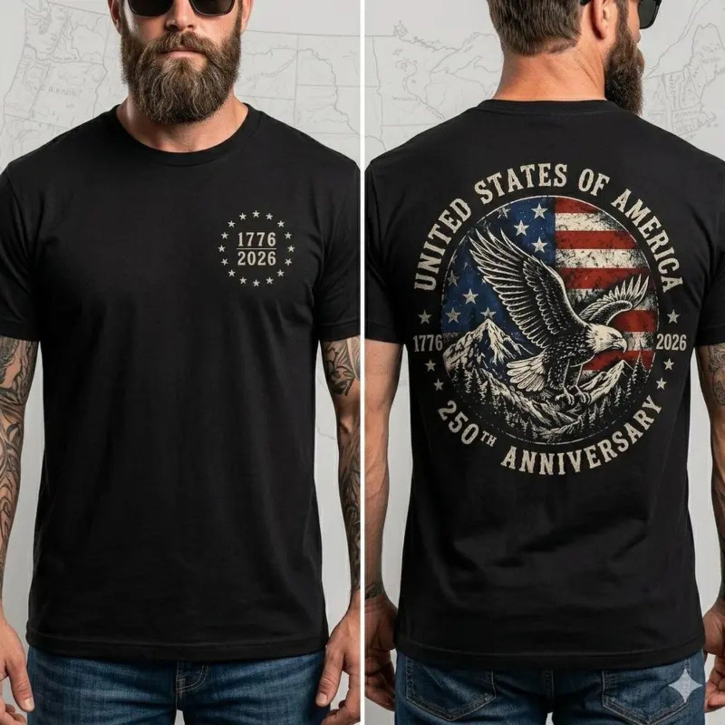 America 250 Patriotic Eagle T-Shirt – 250th Anniversary 1776–2026 American Flag Tee