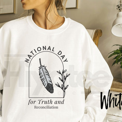 National Day For Truth And Reconciliation Native Feather Sweatshirt – Indigenous Orange Shirt Day Crewneck, Every Child Matters Graphic Pullover