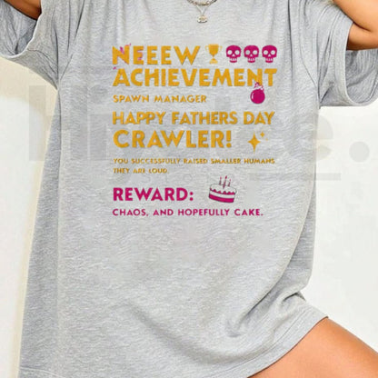 Achievement Unlocked Spawn Manager Gamer Dad T-Shirt – Funny Father's Day Crawler Tee