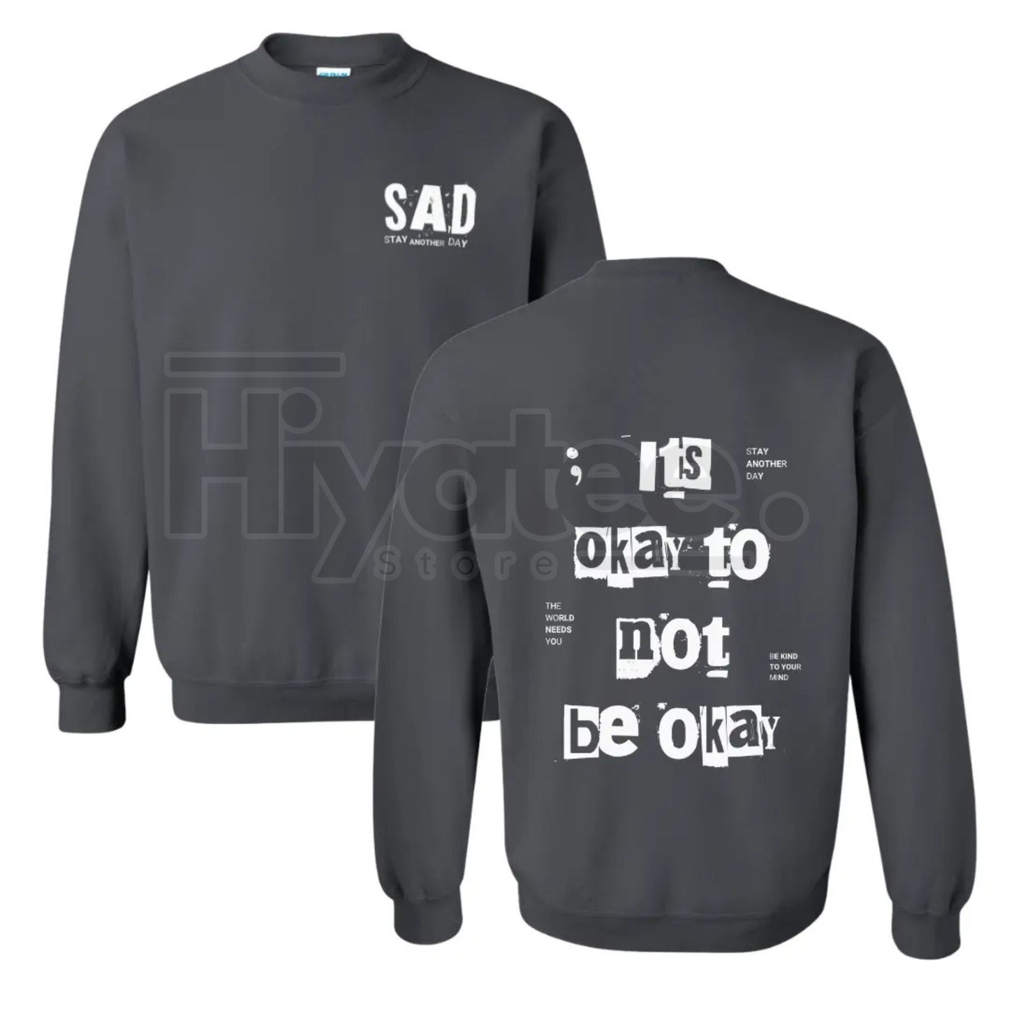 Stay Another Day "It's Okay To Not Be Okay" 2.0 Sweatshirt: Mental Health Awareness Crewneck, Casual Stylish Pullover Top, Long Sleeve Underwear Biker