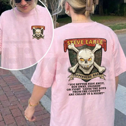 Steve Earle Copperhead Road T-Shirt – Vintage Skull Outlaw Country Tee