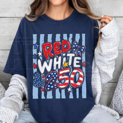 Comfort Colors® 250th Anniversary USA Shirt – Red White and 250 Preppy Patriotic Tee