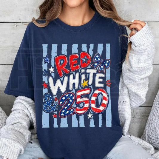 Comfort Colors® 250th Anniversary USA Shirt – Red White and 250 Preppy Patriotic Tee