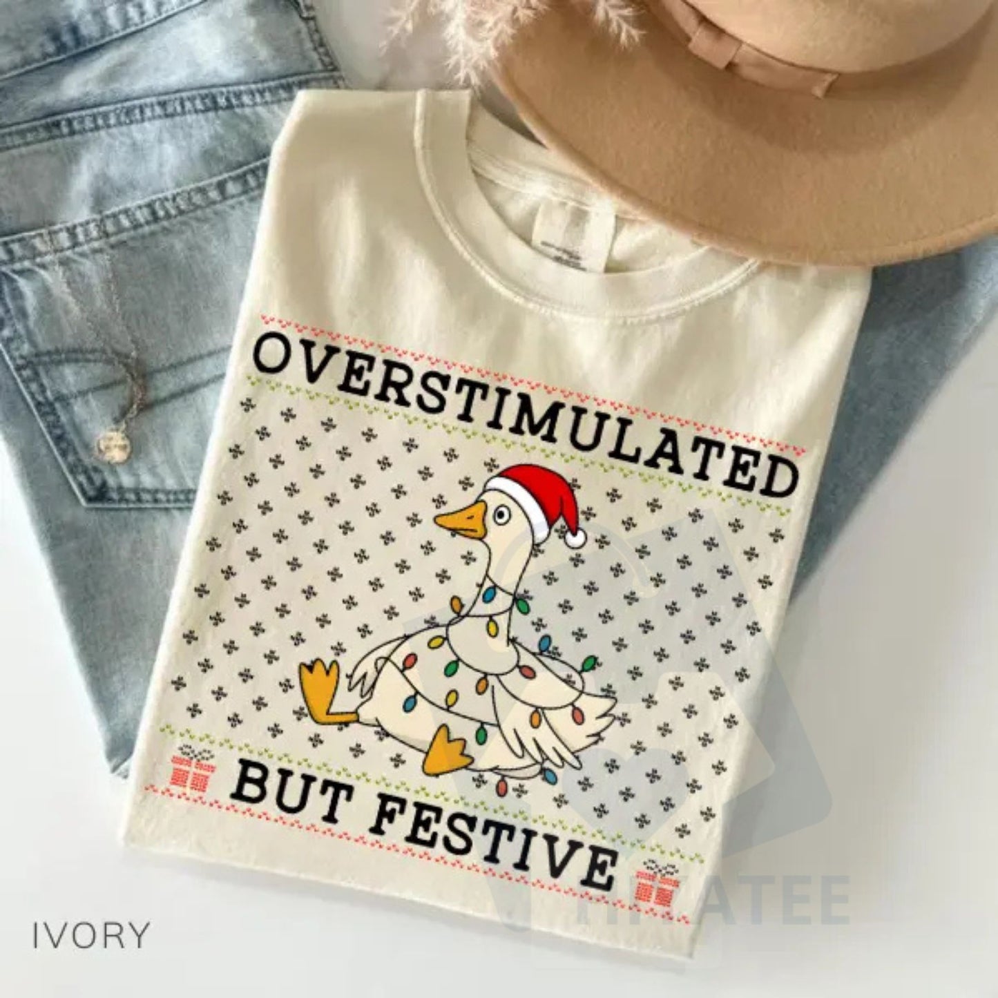 Comfort Colors Overstimulated But Festive Goose Shirt