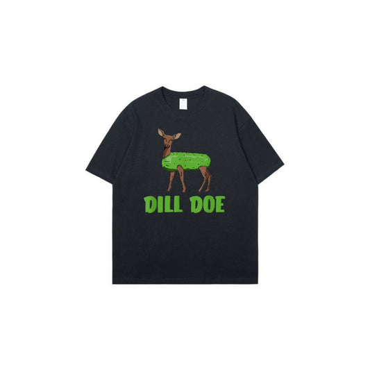 Dill Doe Funny Adult Humor Funny Nature Deer T-Shirt Crewneck- Hiyatee