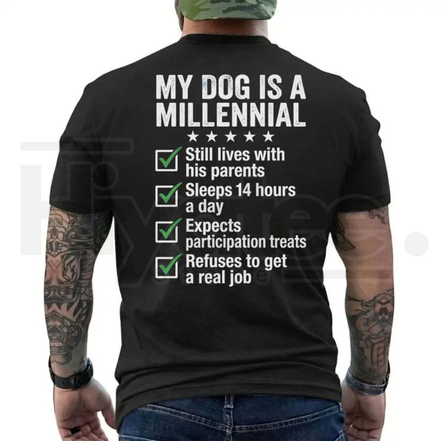 Funny Dog Dad T-Shirt for Men – My Dog Is A Millennial Graphic Tee