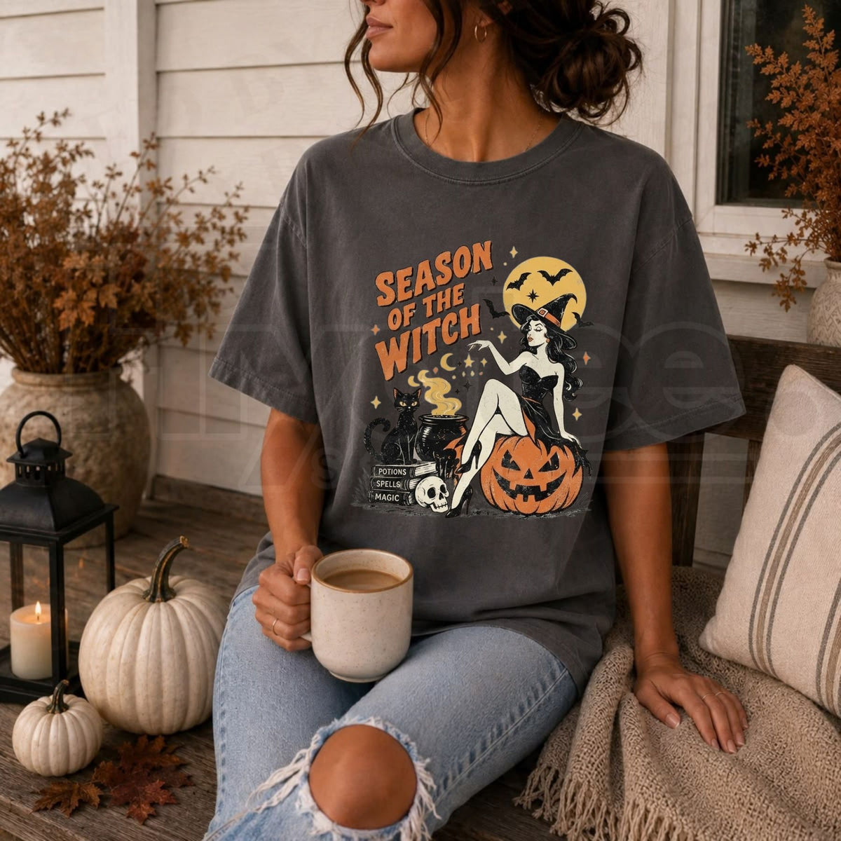 Comfort Colors Season Of The Witch T-Shirt – Vintage Pin Up Witch Graphic Tee