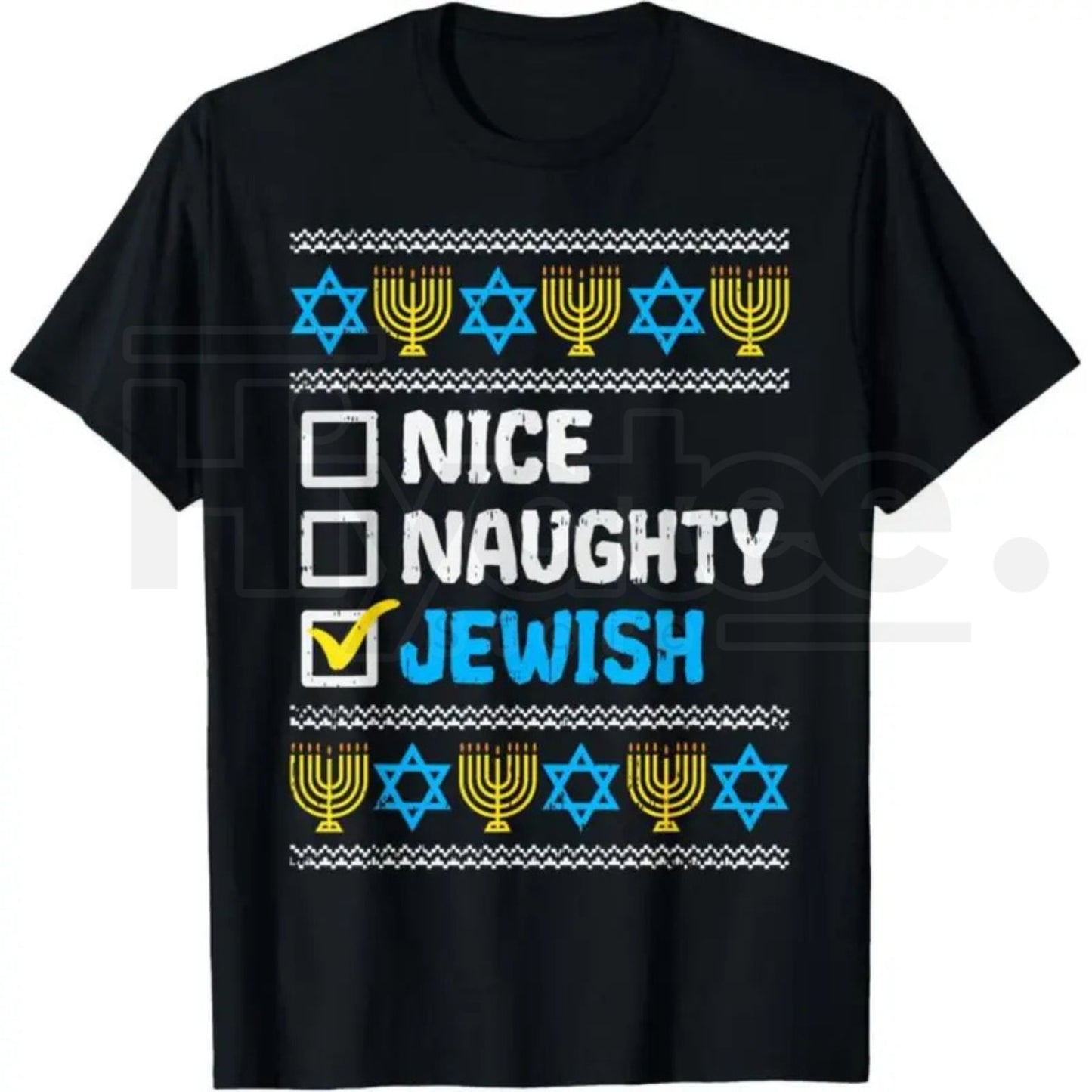 "Naughty Jewish Hanukkah" – Funny Festival of Lights Graphic Top