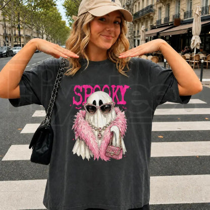 Comfort Colors Spooky Ghost With Boa Shirt