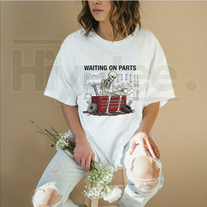 Wrench & Bones Garage Skeleton Tee – Funny Mechanic Humor Graphic Shirt