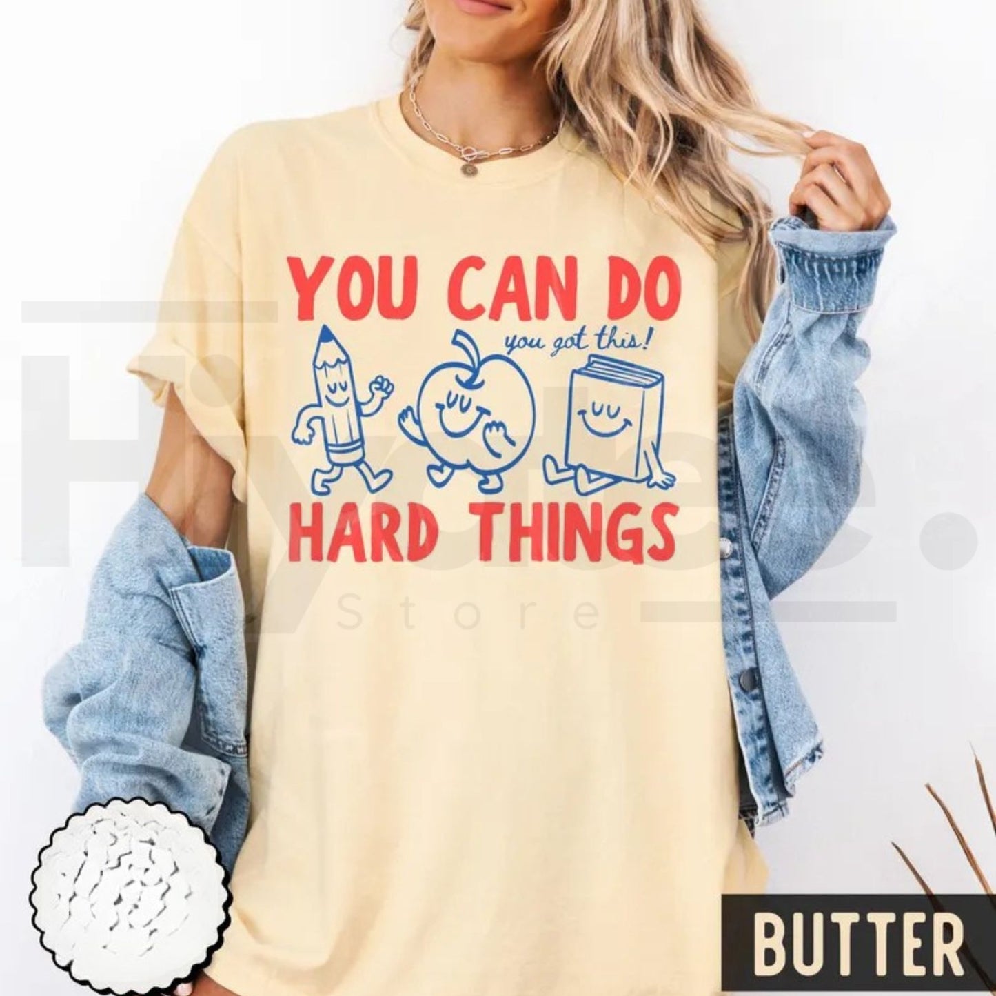 Comfort Colors You Can Do Hard Things Shirt Cute Retro Doodles Teacher Tee