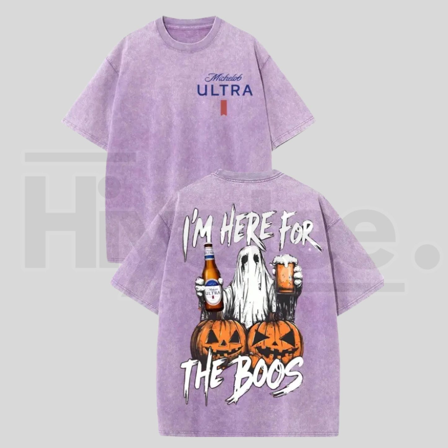 Vintage Washed Michelob Ultra Ghost "I'm Here For The Boos" Double-Sided Graphic Tee