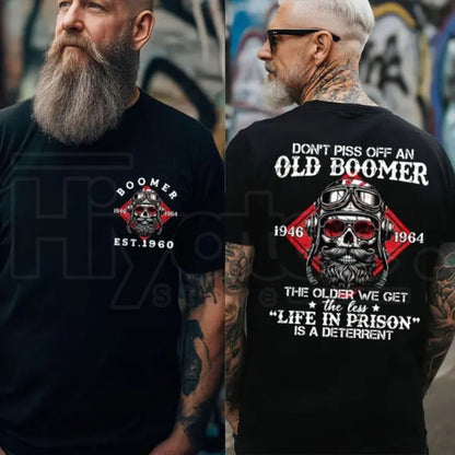 "Don’t P*ss Off A Boomer" Customized Skull Tee – Funny Vintage Birthday Gift