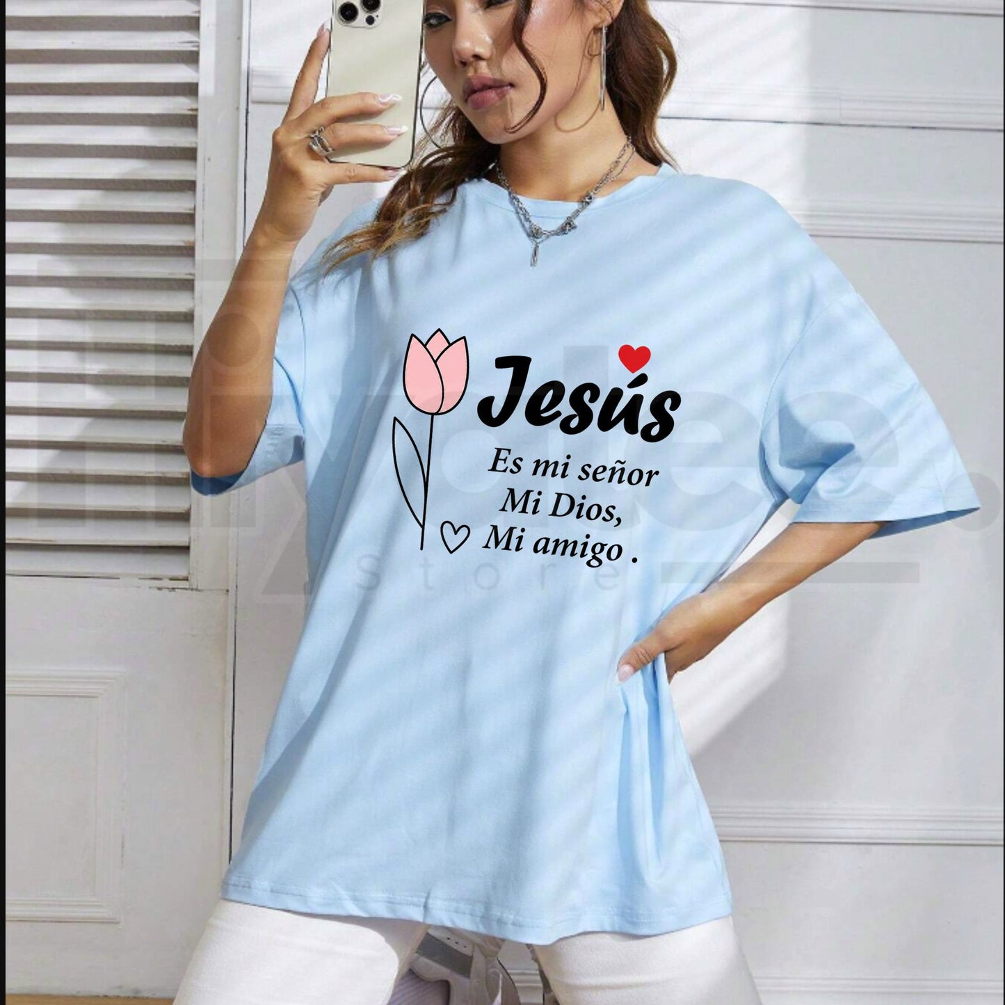 Spanish Christian Shirt Women Plus Size Jesus Floral Faith Graphic Tee