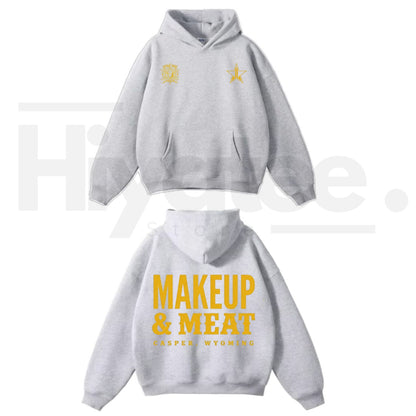 Makeup & Meat Graphic Hoodie – Funny Aesthetic Unisex Cotton Pullover
