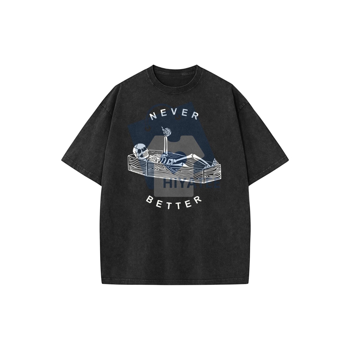 "Never Better" Skeleton T-Shirt – Washed Graphic Tee, Unisex Plus Size Casual Top